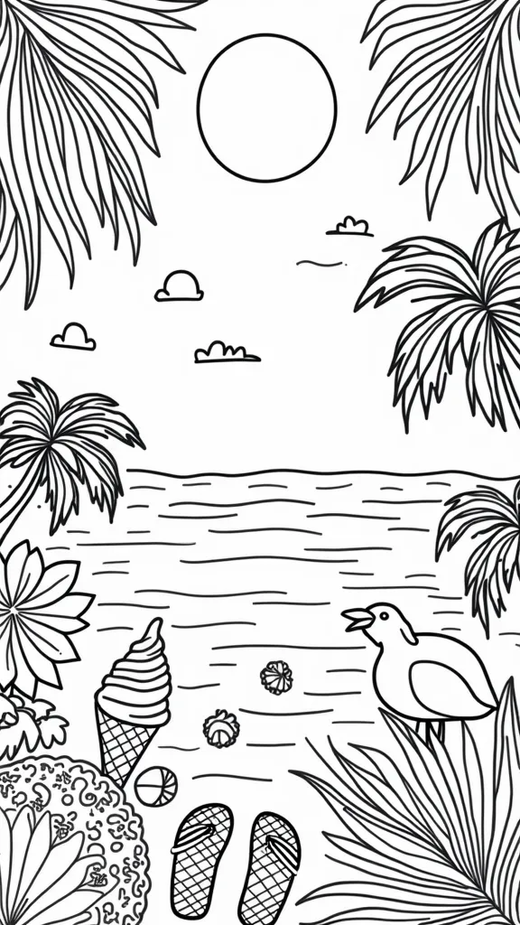 summer theme coloring pages